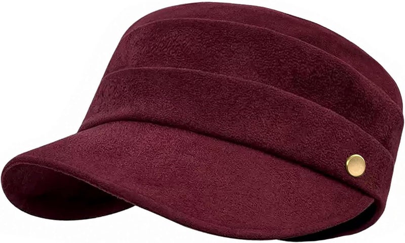 huablo Women's Suede Flat Top Newsboy Cap - Soft Brim & Hook - and - Loop Adjustment - Fall Winter Cabbie Paperboy Hats - Image 1
